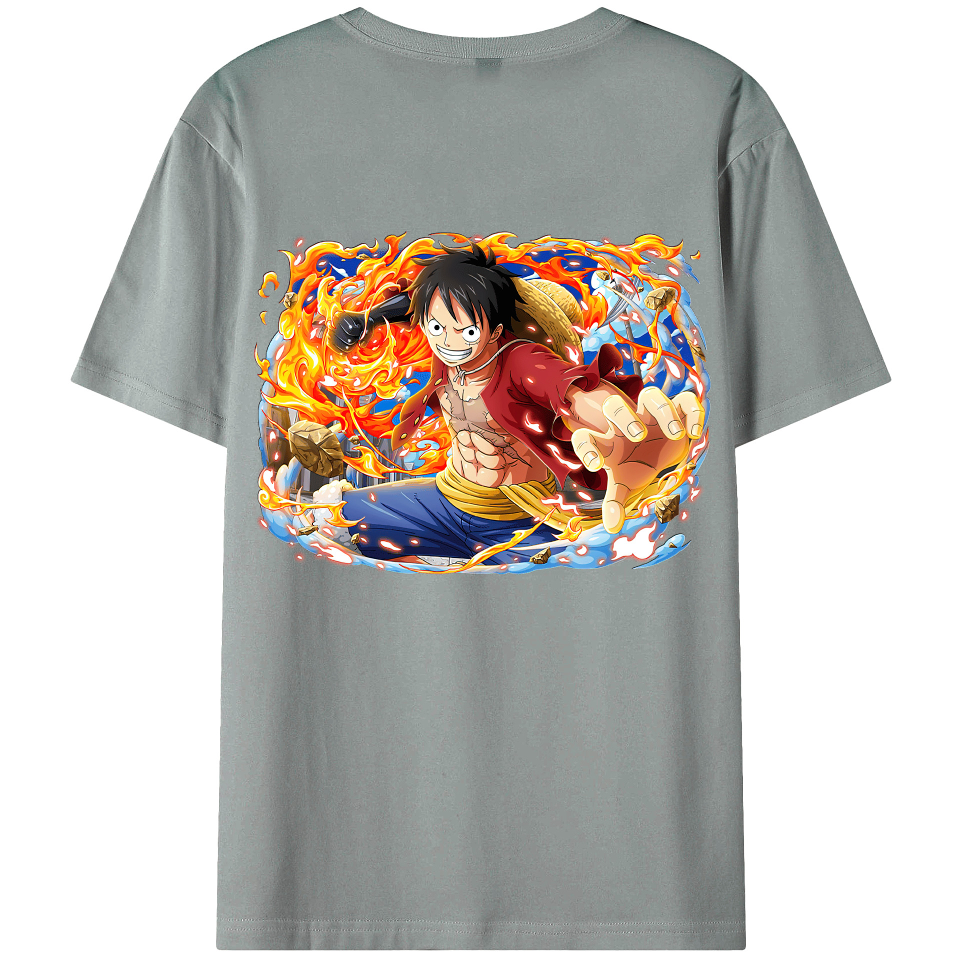 ワンピース モンキー・D・ルフィ ONE PIECE Monkey D. Luffy 綿100％ メンズ半袖Tシャツ（バックプリント） 通気性